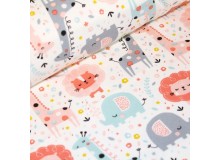 Bio Jersey Stoffonkel - Mini Jungle Dschungel Zoo rosa aprikot